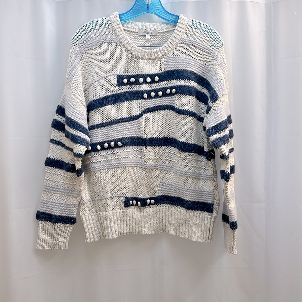 MADEWELL sweater blue white - geometric design size L